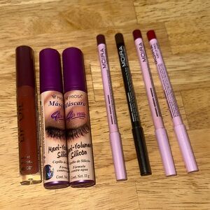 Moi Mascara and Lip Liner Set - Purple, Brown, Red